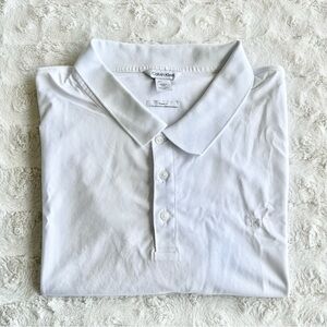 Calvin Klein Polo Shirt Mens XXL 2XL White Classic Fit Cotton Blend Logo Office